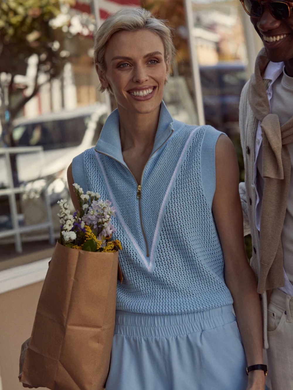 NEW💎Varley Allena Half Zip Vest airy blue XL $110
